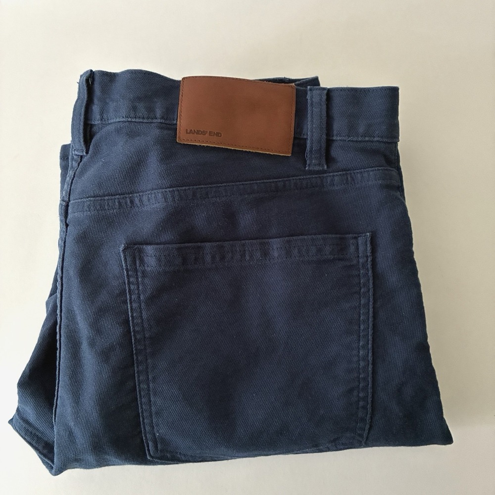 Lands' End Knit Twill 5 Pocket Pants Men's 32X28 Navy Blue 544492 Smart Casual
